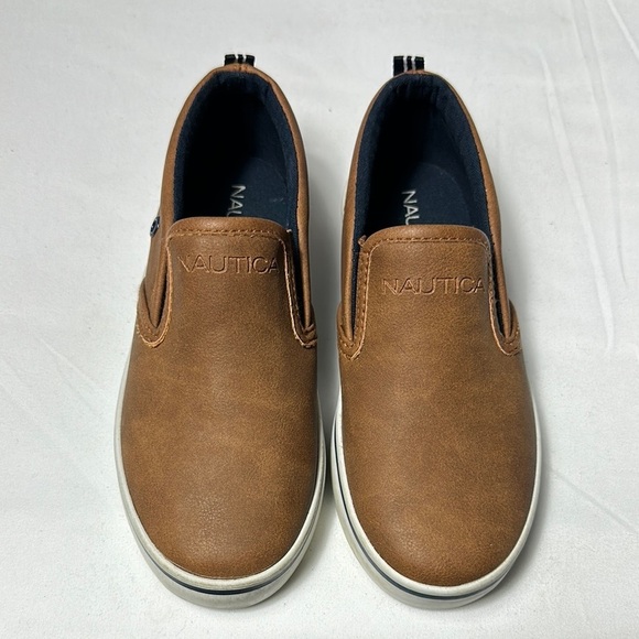 Nautica Brown Slip-On Kids Shoes with Elastic Panels - Picture 2 of 7
